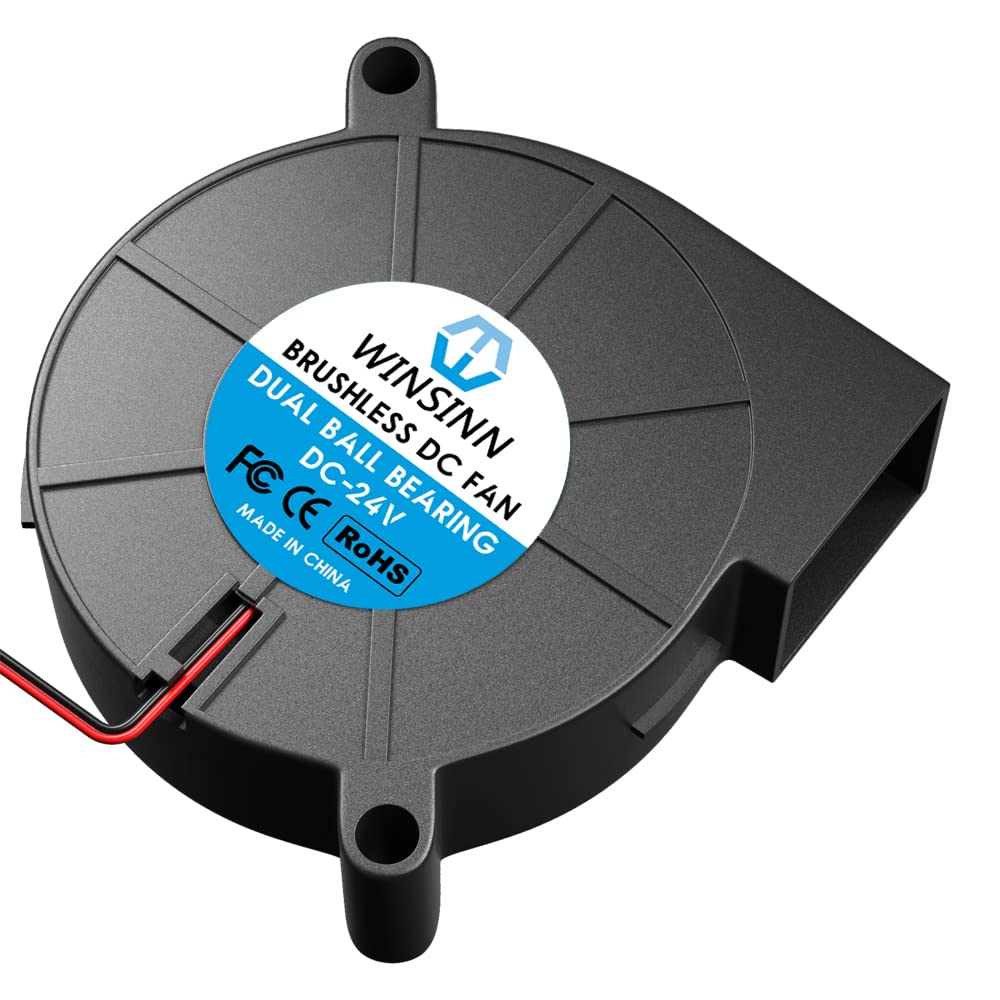 WINSINN 5015 Blower Fan 24V, 3D Printer 24 Volt Fans Blower Turbine Turbo Dual Ball Bearing, Brushless Cooling 50mmx15mm 2PIN (Pack of 2Pcs)