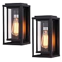Cerdeco 12” Modern Outdoor Wall Sconce with Rectangular Metal Frame and Transparent Glass Shade,Black Outdoor Lighting for Garage Porch Patio Pack