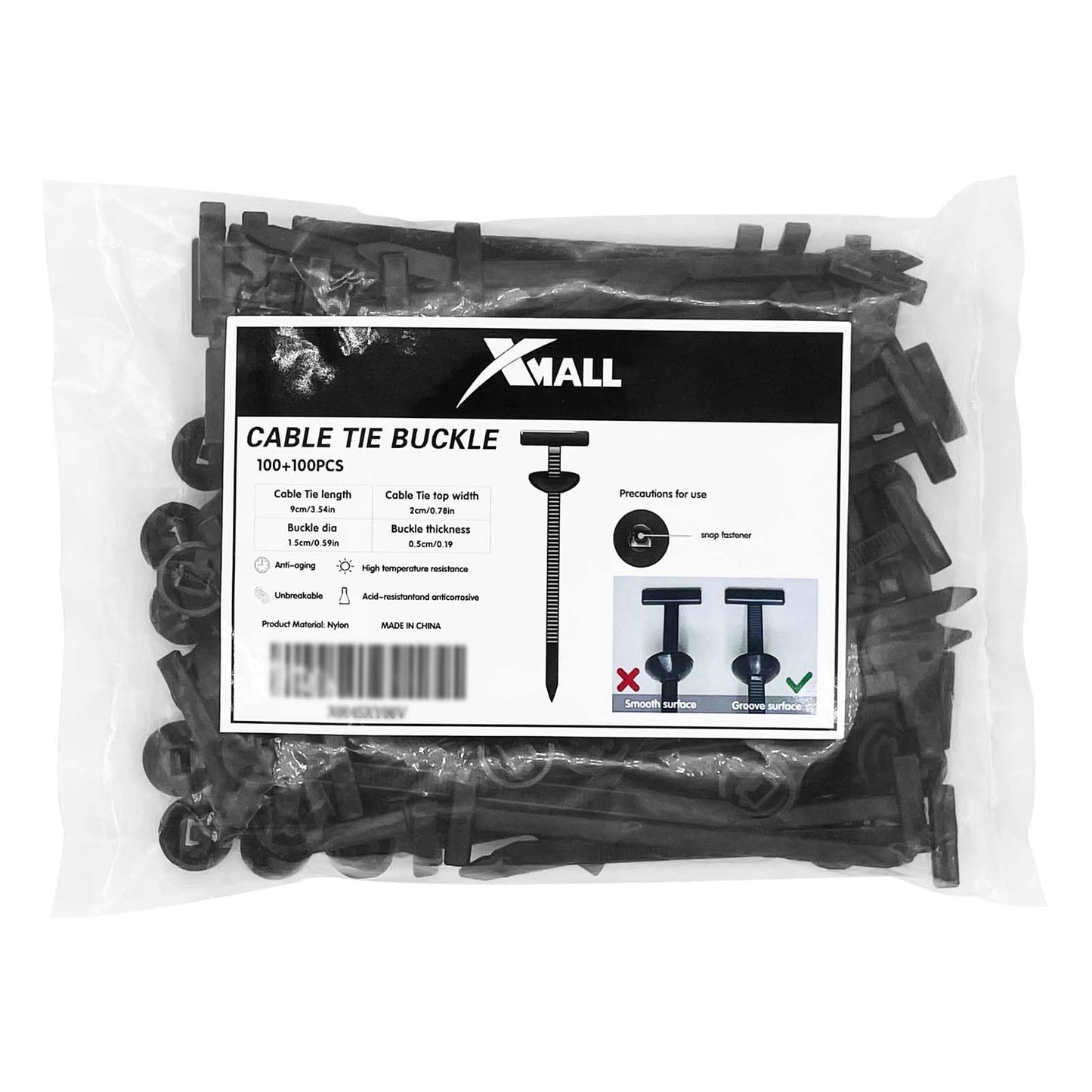 XMALL 100PCS Nylon Universal Cable Tie Buckle, Suitable for Fixing Parts for Daily Maintenance of Automobiles, Self Locking and Easy to Install Zipper