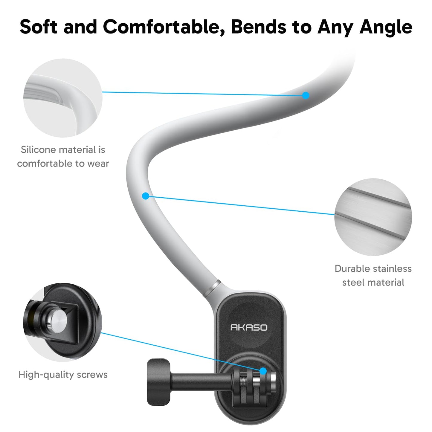 AKASO Magnetic Neck Mount Holder, Vlog Action Camera Accessories Compatible with GoPro Hero12/11/10/ 9/Max EK7000/Brave 4//DJI Osmo Action/Smart Phone