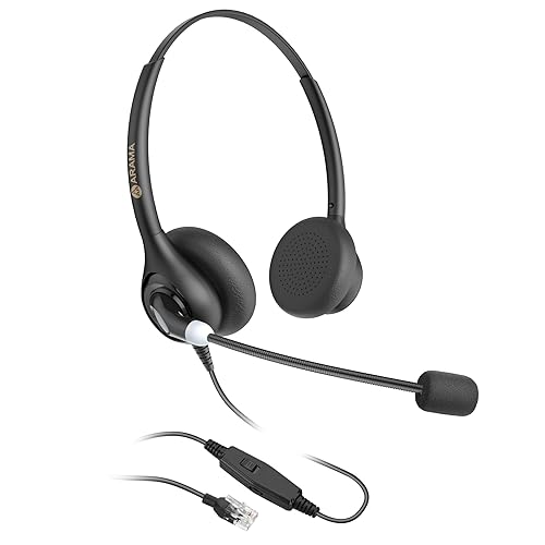 Arama Telephone Headsets for Yealink Phones RJ602Y1 RJ9 Office Wired Headset with Mic Noise Canceling Compatible with Yealink VoIP Phone T54W T46U