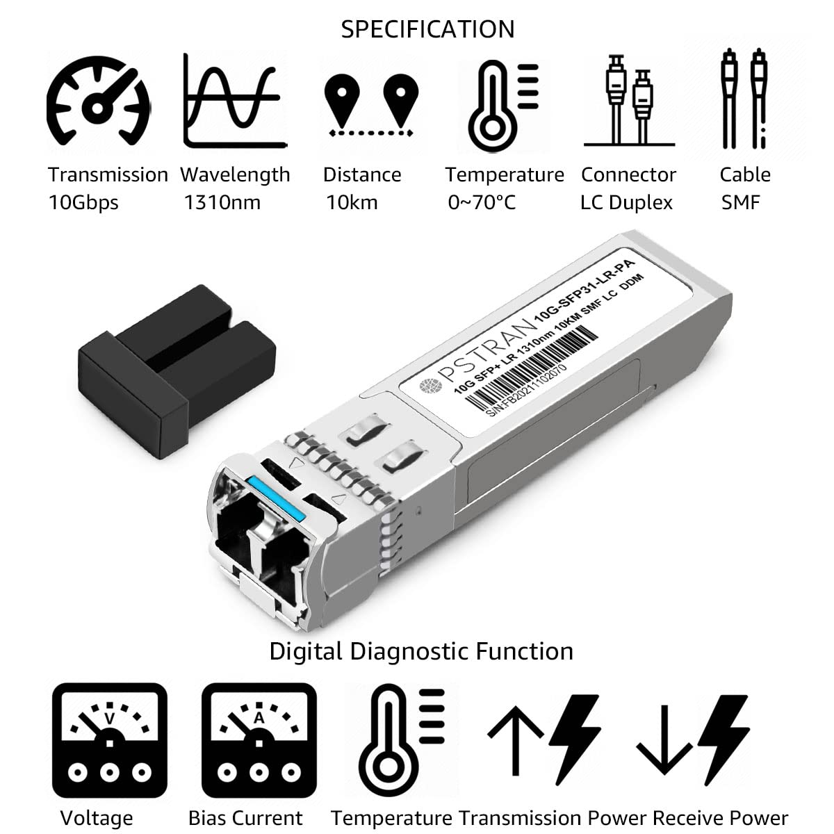OPSTRAN 10GBASE-LR SFP+ Optical Transceiver Module Compatible with Palo Alto PAN-SFP-Plus-LR 10G SFP+ LR 1310nm 10km DDM Duplex LC SMF