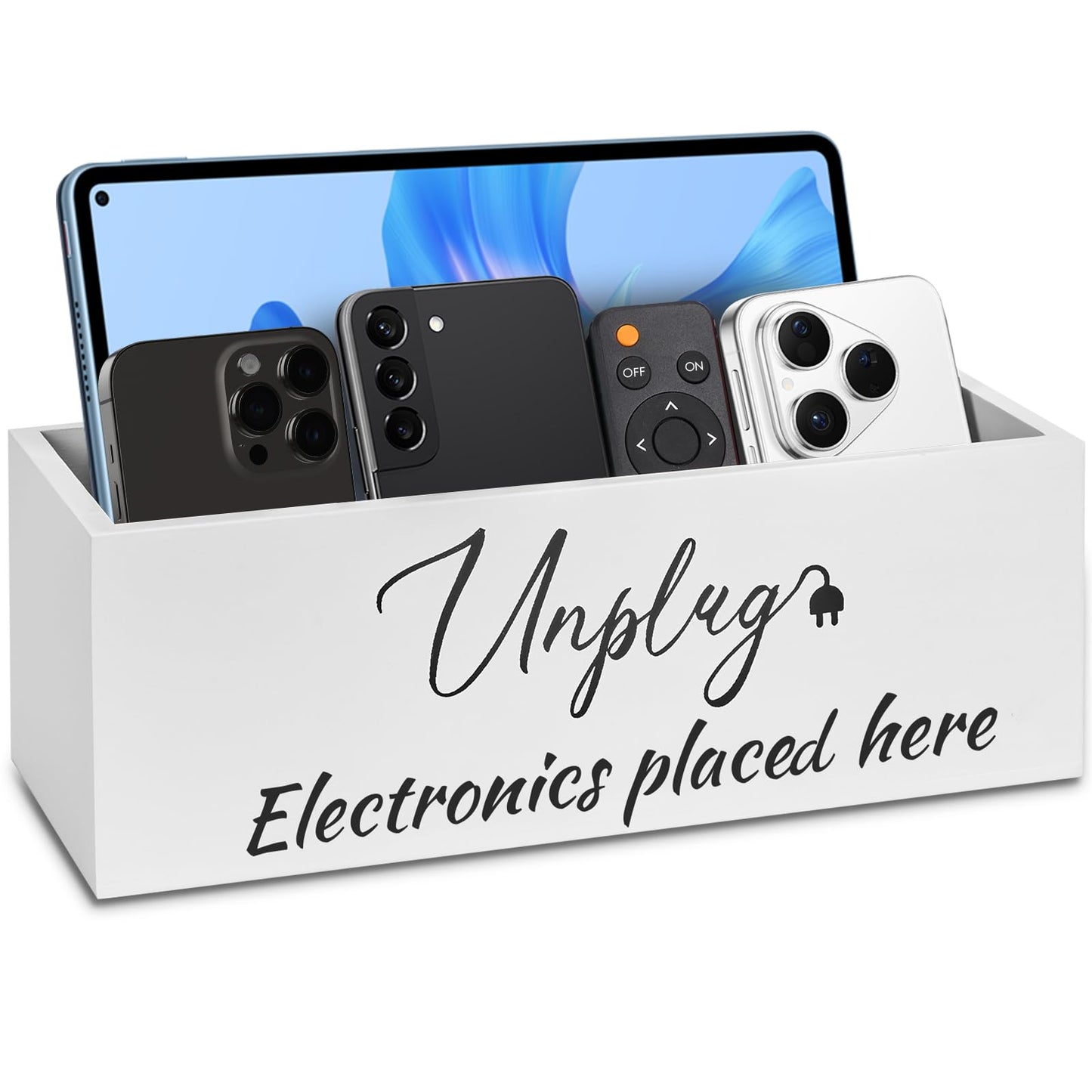 WHXE MNHEE Unplug Box,Premium Cell Phone Box for Family Time,Holds 18 Phones,Cell Phone Jail with Charging Holes for Phones, Tablet, Electronics
