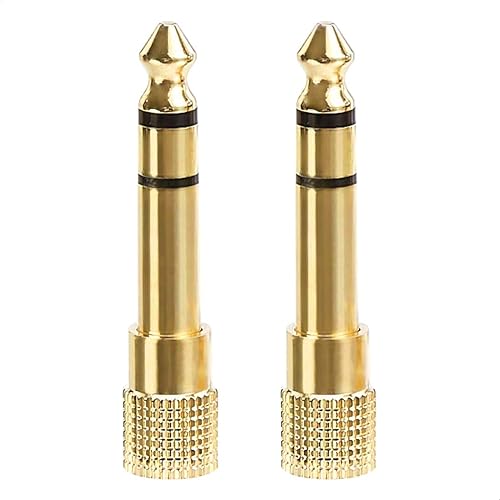 Amazon Basics Gold-Plated 6.35mm 1/4 Male to 3.5mm 1/8 Female Stereo Jack Adapter for Headphones, 2-Pack