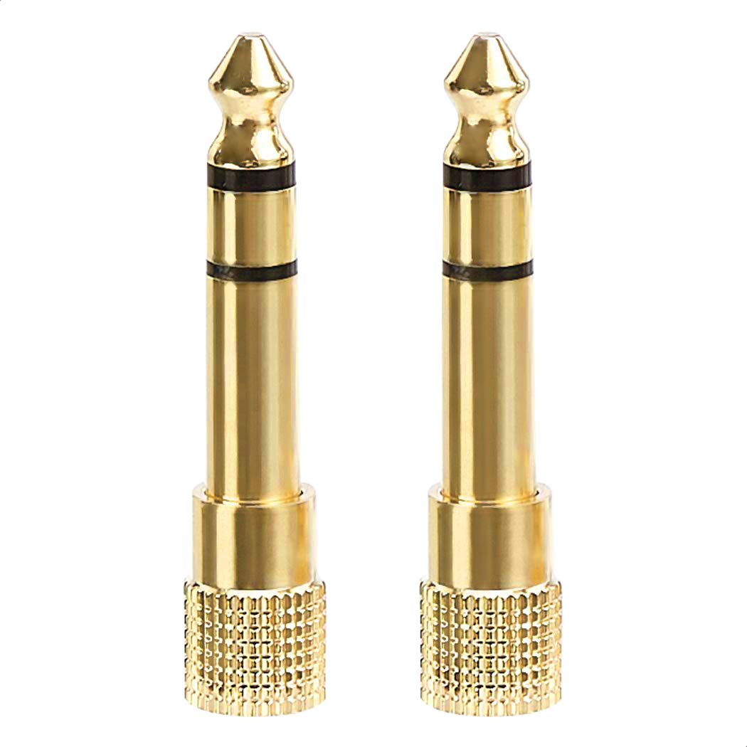Amazon Basics Gold-Plated 6.35mm 1/4 Male to 3.5mm 1/8 Female Stereo Jack Adapter for Headphones, 2-Pack