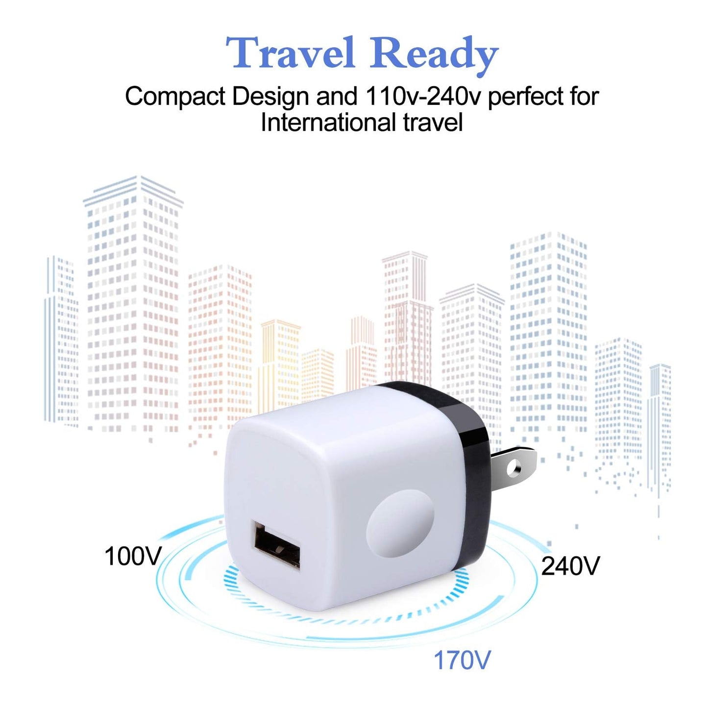 USB Wall Plug, 10Pack 1A/5V Single Port USB Wall Charger Power Adapter Charging Block Cube Brick Box for iPhone 17 16 15 14 13 12 Pro Max/XS,Samsung