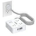 Surge Protector Power Strip - CHCORE 5Ft Braided Extension Cord with 8 Outlets with 4 USB (2 USB C) Charging Ports, Flat Plug Multi Plug Outlet