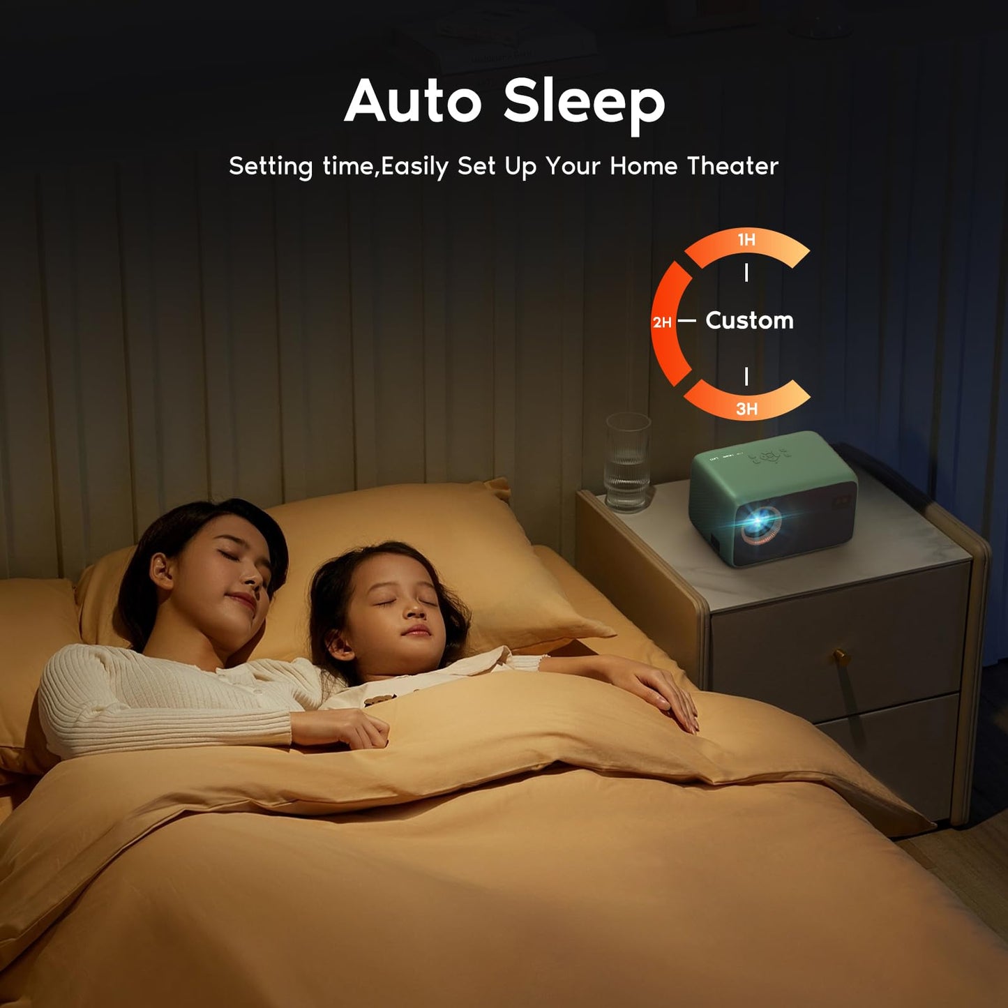 ?Electric Focus?Mini Projector with WiFi and Bluetooth, Portable Movie Projector with Zoom Function, Compatible with Phone/TV
