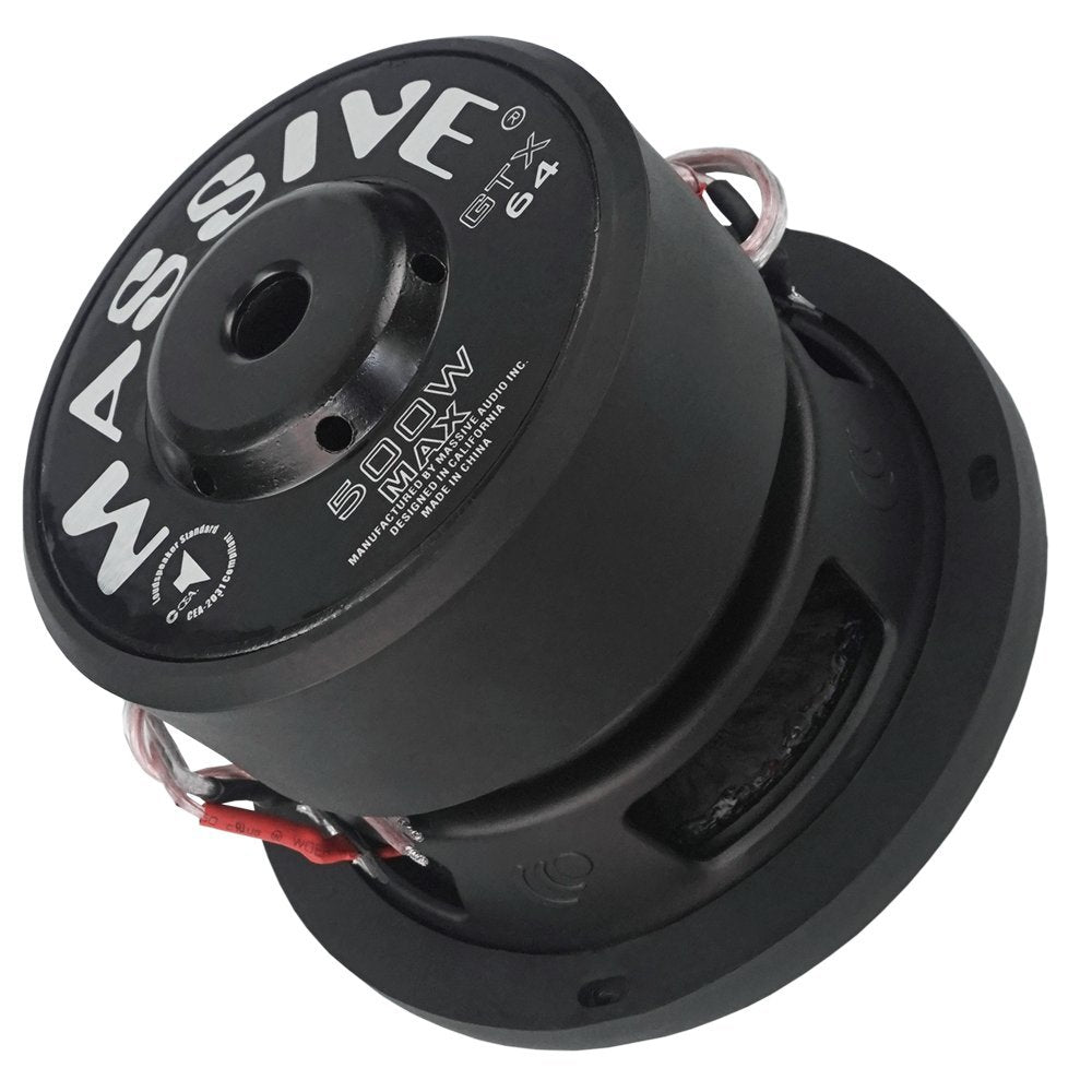 Massive Audio 6" Subwoofer 500 Watt Dual 4 Ohm Voice Coil GTX64