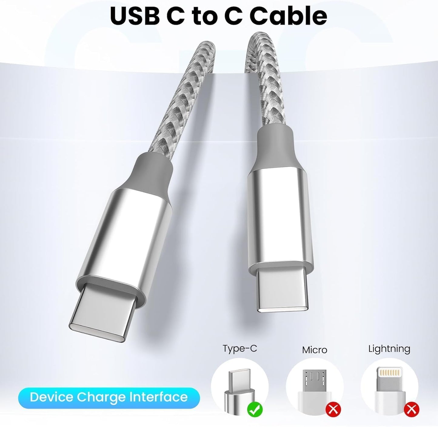 KYEHD USB C Cable?3 Pack 10FT 60W Fast Charging USB C to USB C Cable, Durable Type C Charger Cable for iPhone 17/16/15/iPad MacBook CarPlay