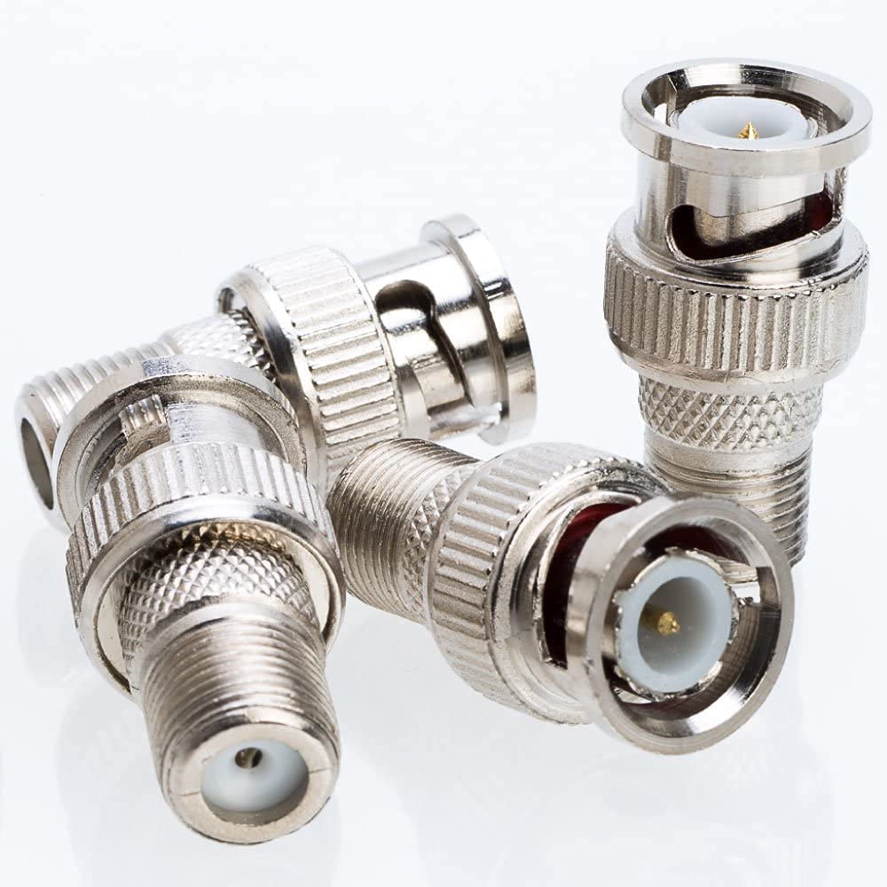 BNC to F Connector 4 Pack BNC Male to F Female Adapter, RG6, RG59 Coax Connector for Scanner, CCTV Camera