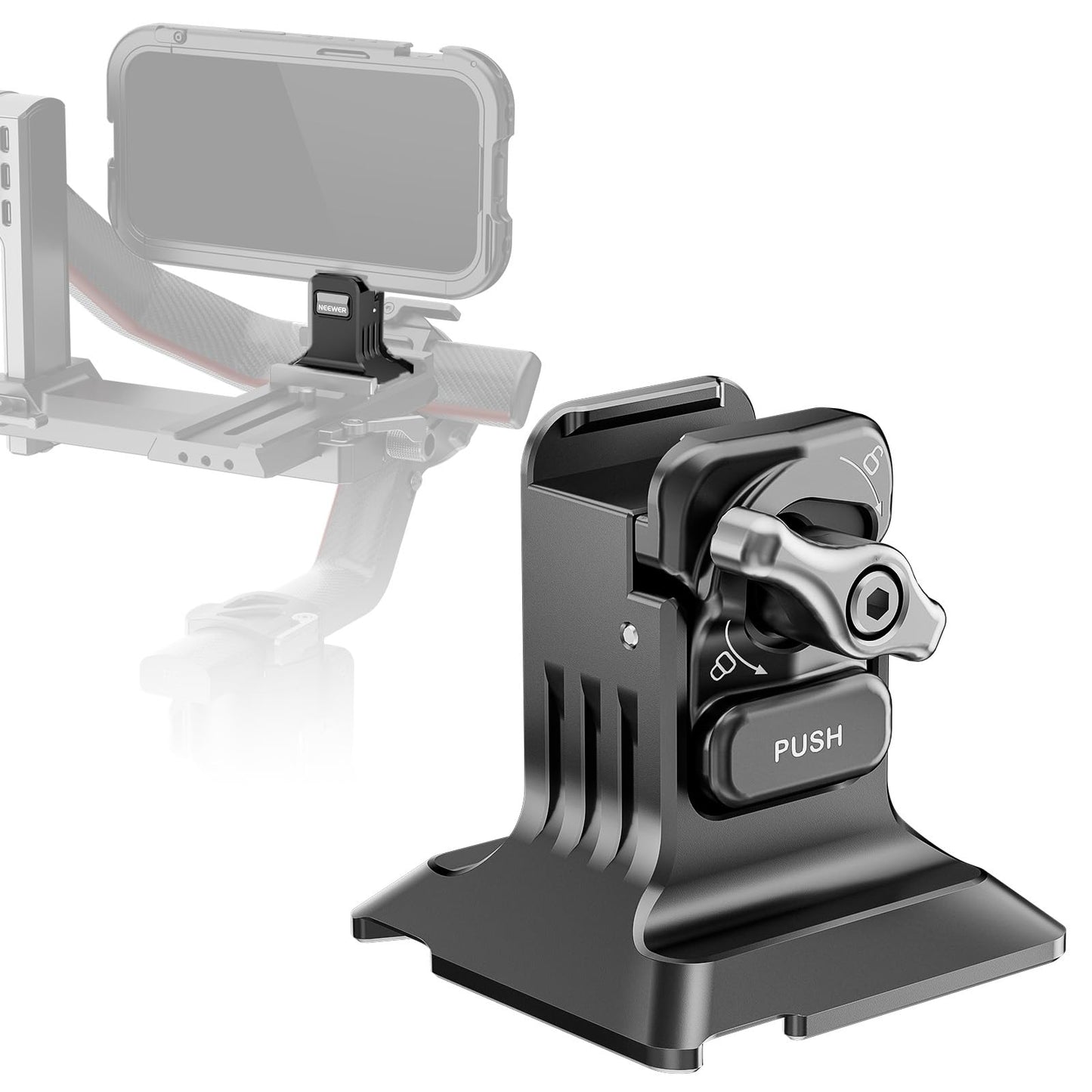 NEEWER Phone Tripod Mount with Arca Type Base, 1/4" Threads, Quick Release Clamp Compatible with iPhone 16 Pro Max S25 Ultra Phone Cage DJI RS4 Mini