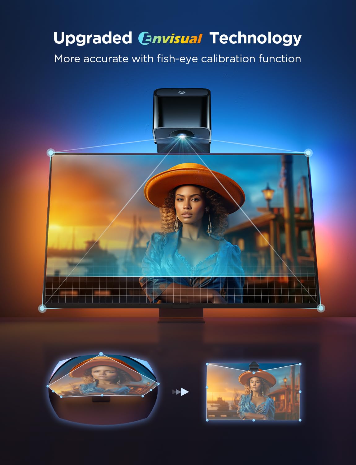 Govee TV Backlight 3 Lite with Fish-Eye Correction Function Sync to 55-65 Inch TVs, 11.8ft RGBICW Wi-Fi LED Strip Lights with Camera, 4 Colors in 1