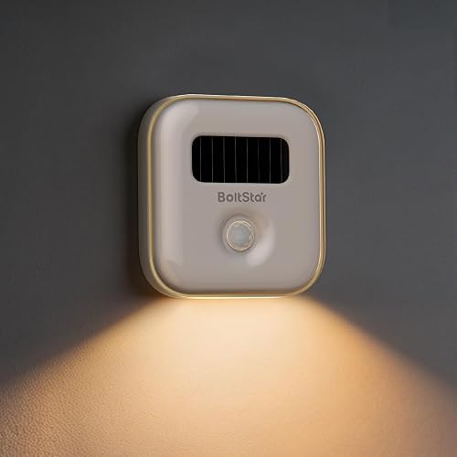 Magnetic Motion Sensor Night Light: Solar Night Light Indoor with No Plug Needed, Magnet Wall Mount or Tabletop, 3000K Warm White Automatic NightLight