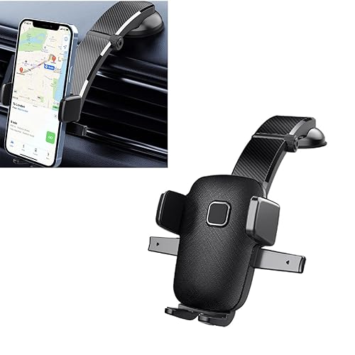 Yumfugu Car Phone Holder, 360 Degrees Long Arm Dashboard Windshield Mount, Universal Anti-Shake Smartphone Holder with Strong Suction Cup, for Most