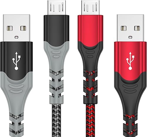 KOOWOD PS4 Controller Charger Charging Cable - 2 Pack 10FT Nylon Braided Micro USB 2.0 High Speed Data Sync Cord for PlayStation DualShock 4, Xbox One