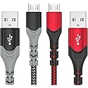 KOOWOD PS4 Controller Charger Charging Cable - 2 Pack 10FT Nylon Braided Micro USB 2.0 High Speed Data Sync Cord for PlayStation DualShock 4, Xbox One
