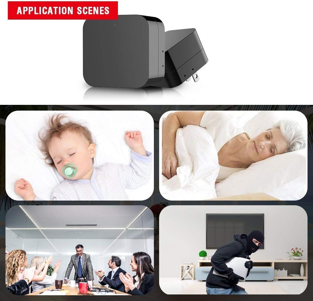 elevctial Smart Indoor Baby/Pet Monitoring Cam with Charger,Night Vision Motion Detection, Phone APP,