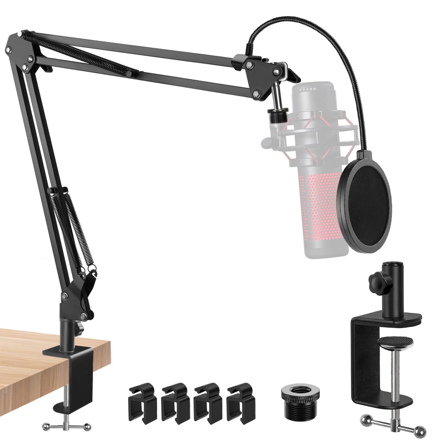 Rigych Mic Boom Arm, Adjustable Mic Arm for Shuer MV7+ Shuer MV6 HyperX QuadCast Shure SM7B Blue Yeti and Most Microphone for Podcast Gaming Streaming