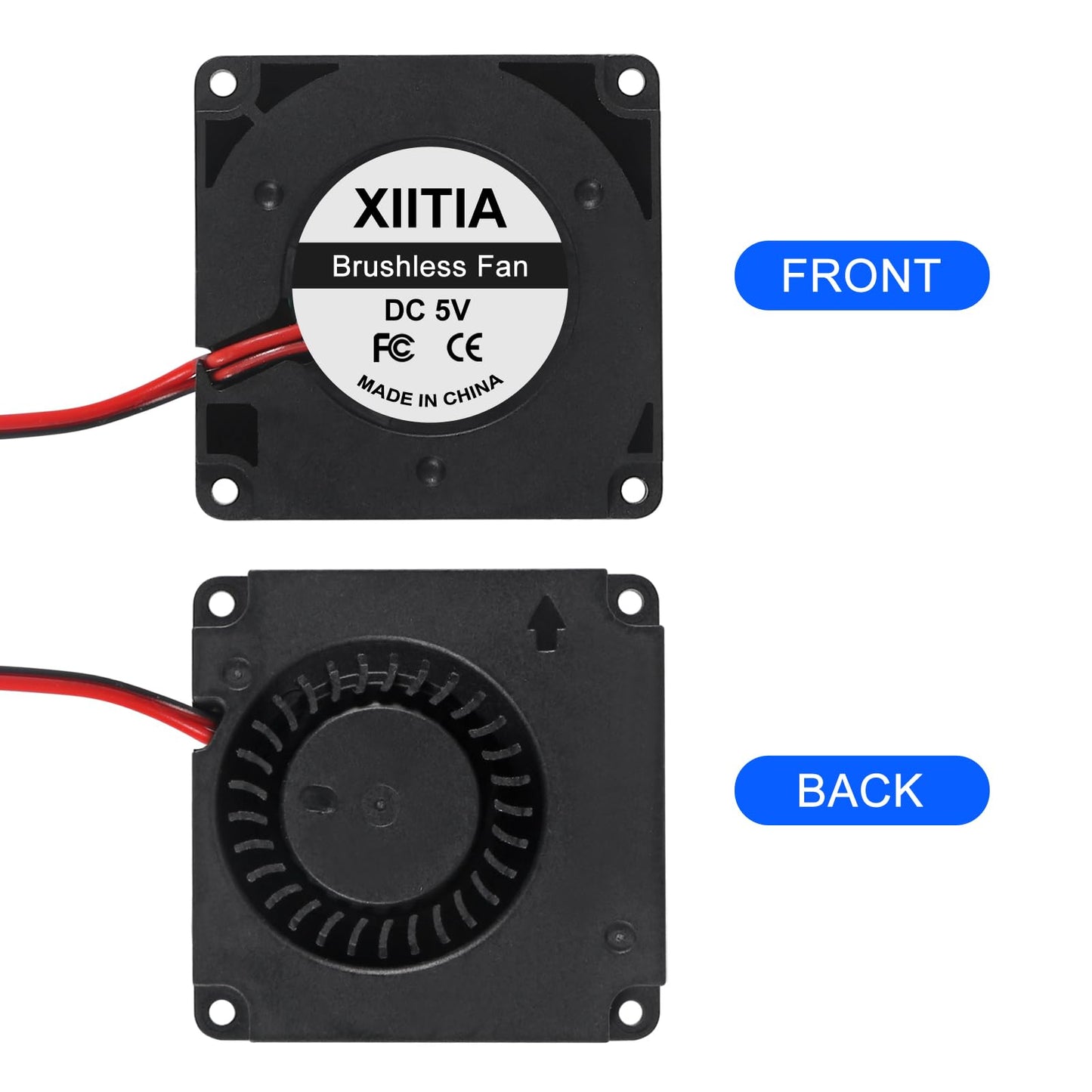 XIITIA 6pcs 4010 5V Turbine Fan 40x40x10mm DC Turbo Fan Bearing Blower Radial Cooling Fans with 2 Pin Terminal for 3D Printer Parts