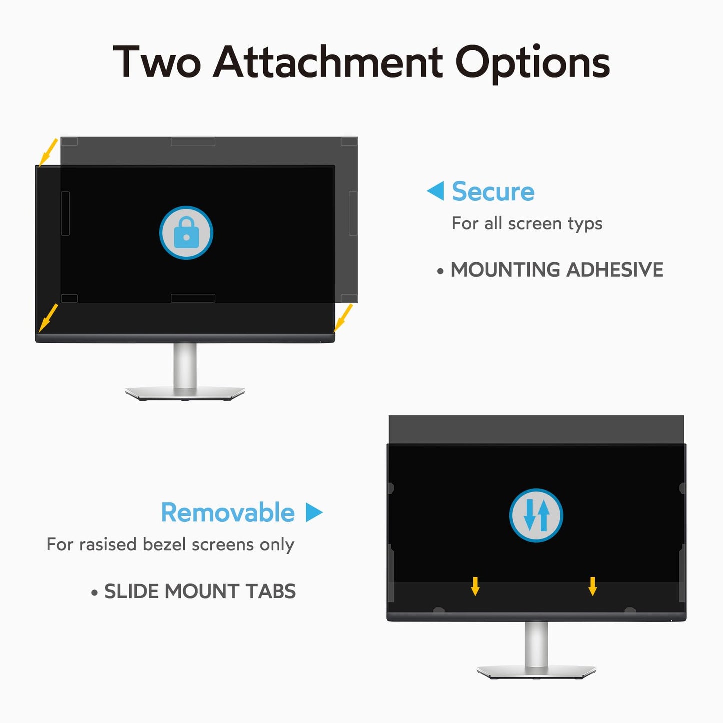 MOBDIK 21.5 Inch Monitor Computer Privacy Screen Filter for 16:9 Aspect Ratio, Anti Blue Light, Anti Glare & Spy - 2 Pack