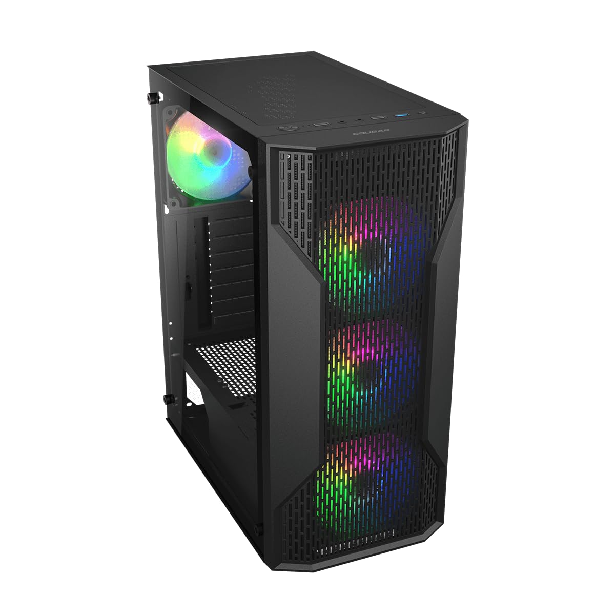 COUGAR MX110 RGB Mid-Tower ATX PC Case Built for Basics. Ready for More. 4X 120mm RGB Fans Pre-Installed & 240mm Radiator Support Max. GPU Length