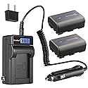 Kastar 2-Pack NP-FM50 Battery and LCD AC Charger Compatible with Sony DCR-TRV12 DCR-TRV14 DCR-TRV15 DCR-TRV16 DCR-TRV17 DCR-TRV18 DCR-TRV19 DCR-TRV20
