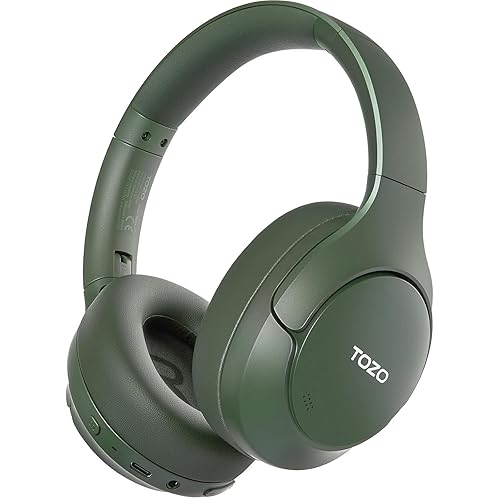 TOZO HT3 Hybrid Noise Cancelling Headphones, 90H Playtime Wireless Over Ear Bluetooth Headset, Spatial Audio AI Chat with 5 Mics, Supports Dual…