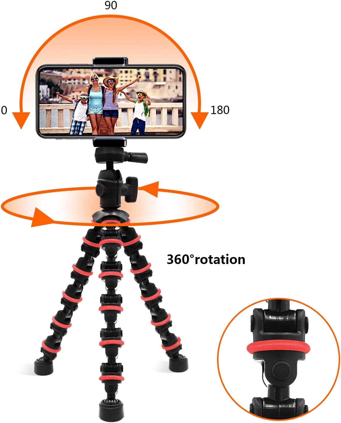 Linkcool Octopus Tripod with Wireless Remote Holder Mount for iPhone, iPad, DSLR, GoPro & Action Cameras, Portable Travel Tabletop Stand