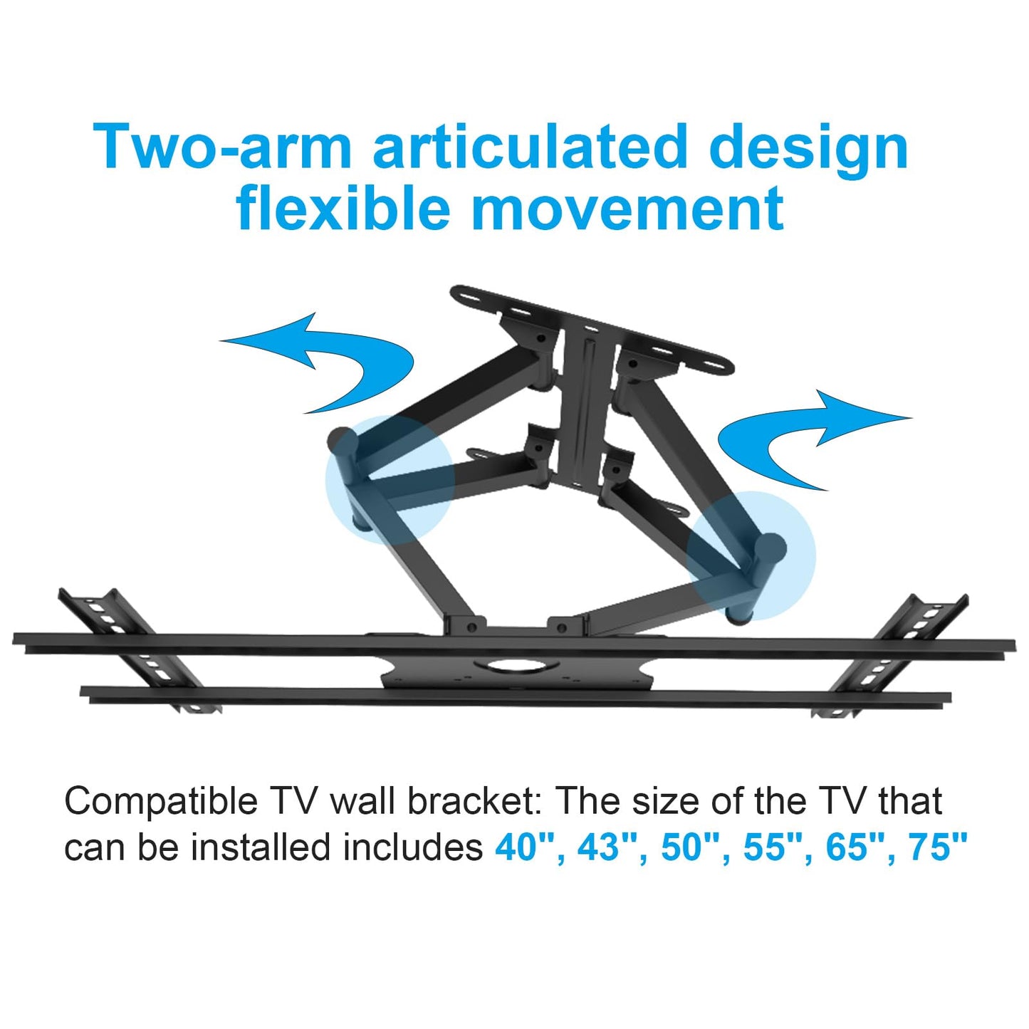 SYLVOX Full Motion Outdoor TV Wall Mount, Fits for TV Size from 40 Inch to 75 Inch, Flexible 6 Articulating Dual Arms, Wall Mount Bracket, Maximum