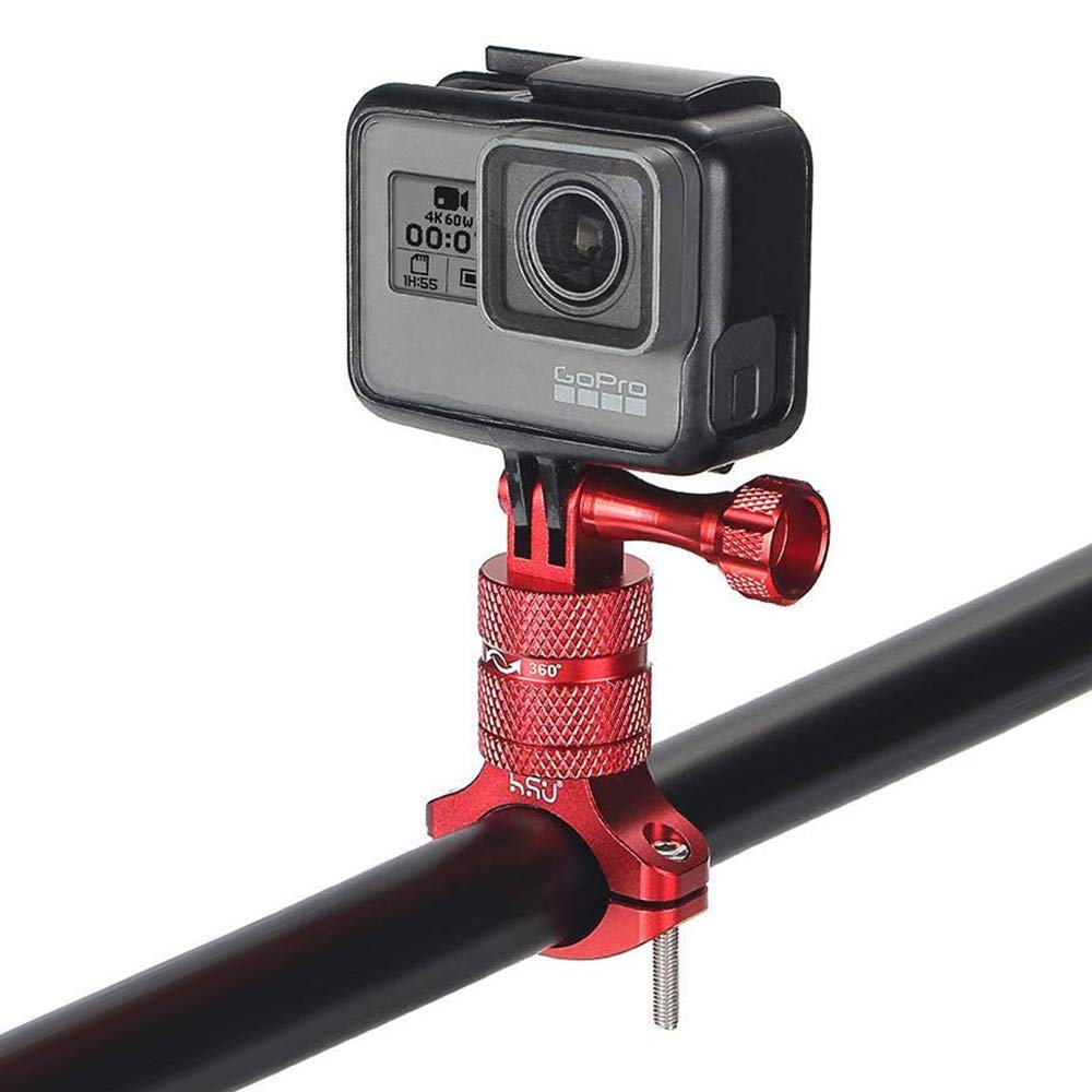 HSU Bike Handlebar Mount for Gopro Hero 13/12/11/10/9/8/7/6/5/4 AKASO Campark Osmo Action 3/4 and Other Action Cameras, 360 Degrees Rotary Motorcycle