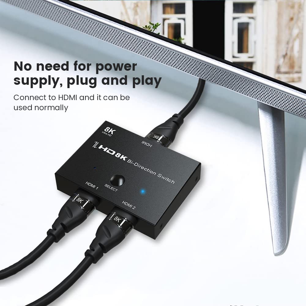 Wedorat PS5 Switch Converter Adapter 2.1 Ultra HD 8K High Speed 48Gbps Directional HDMI Switcher Only 2 in 1out 8K@60Hz 4K@120Hz Converter Compatible