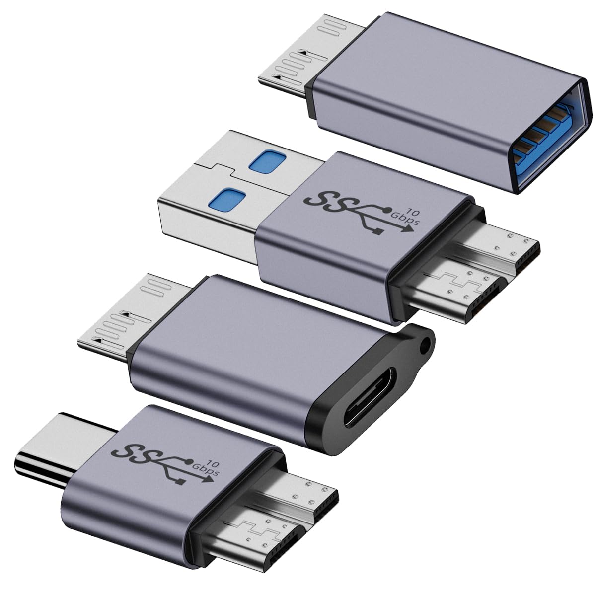 ZJKJHJY Micro USB B to USB A/C Male Adapter,USB 3.0 Micro B to USB A/C Female Adapter Cable Converter Connector