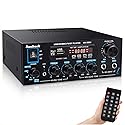 Sunbuck Small Amplifier, 400Wx2 Stereo Receiver for Home Audio, Optical/Coaxial Jacks for TV/CD/DVD/LP/PC, Support 192kHz Audio, Bluetooth Amplifier