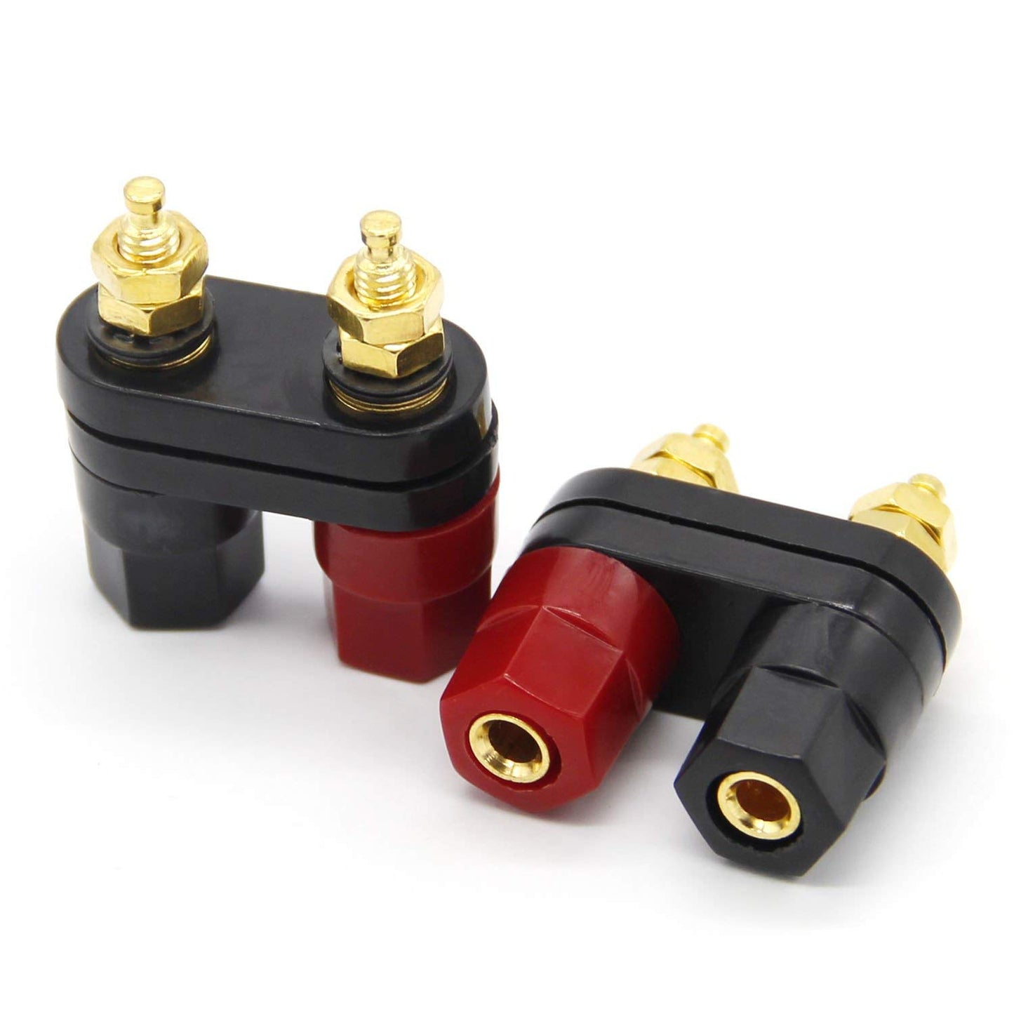 bnafes 4Pcs Banana Plug Jack Female Socket Gold Plated Terminal Binding Post Dual 4mm Banana Plugs Connector for Speaker Amplifier Terminal