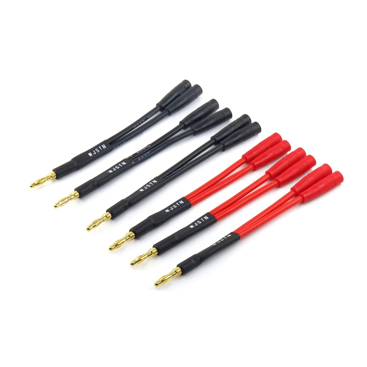 WJSTN Banana Plug to 2-Female 4mm Banana Jack Socket Plug Adapter,3 inches Banana Plug Splitter?1 Male to 2 Female (6-Pack)