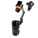 YUHENG Upgraded Cup Holder Phone Mount for Car - Permanent Screw-Fixed Base (No Wobble), Offset Space-Saving Design,Universal Adjustable Cell Phone