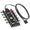 ELECTOP PC Chassis Fan Hub CPU Cooling HUB 10 Port 12V 4 Pin Fan PWM Hub Molex Controller