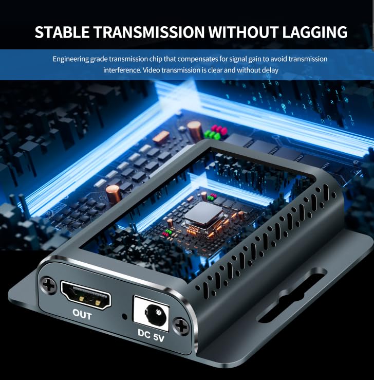 NKZKN HDMI Extender 400FT/120M with POC 1080P@60Hz 3D HDMI Repeater HDMI to RJ45 to HDMI Extender Converter by UTP Cat5e/6/7 OFC Cable with 5V Power