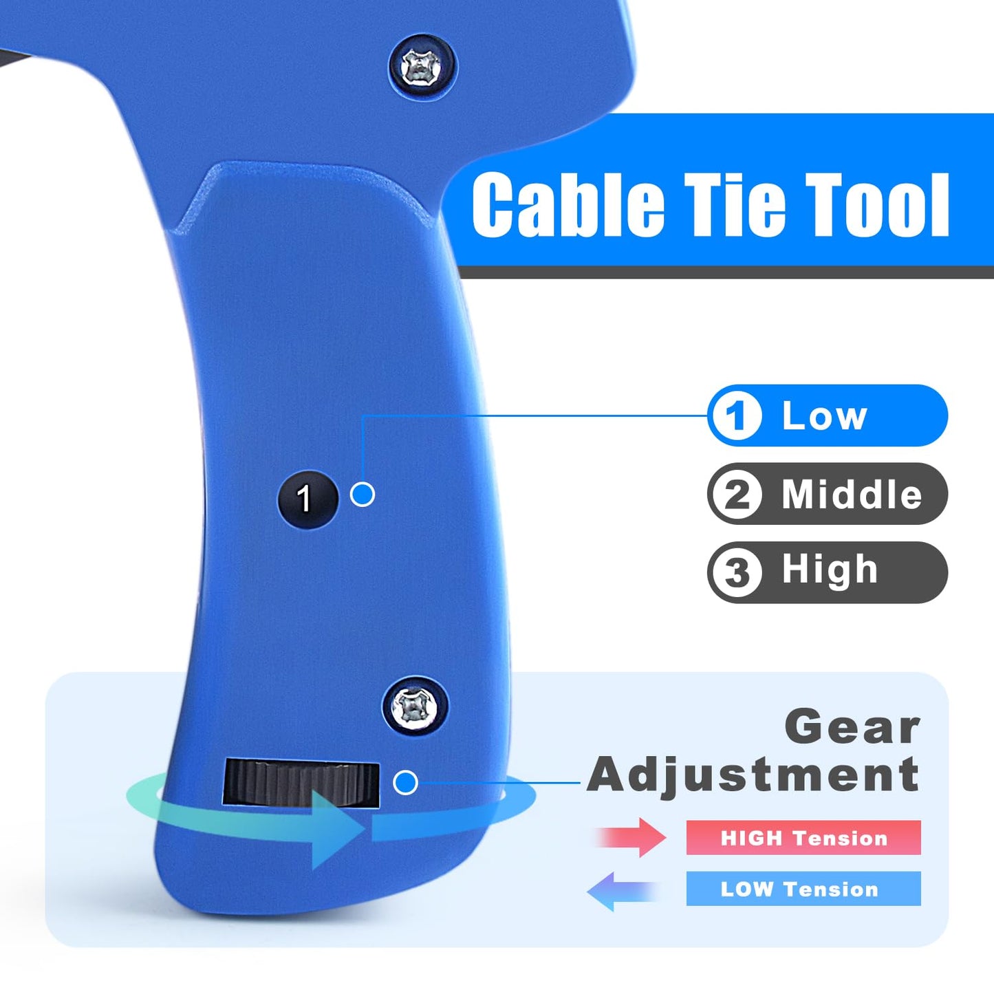 Cable Tie Gun,Knoweasy Fastening Cable Tie Tool,Die-Cast Steel Flush Cut Zip Tie Tool with Steel Handle for Nylon Cable,7 Inches Length Zip Tie Gun