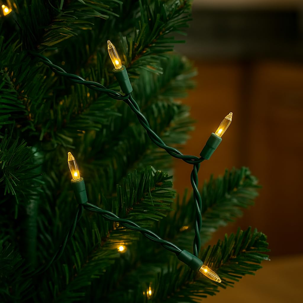 Novelty Lights 13.5 Feet 35 Bulb Clear Mini Light String on Green Wire, Non-Connectable Incandescent Fairy Lights for Bottles and Crafts, 4" Bulb