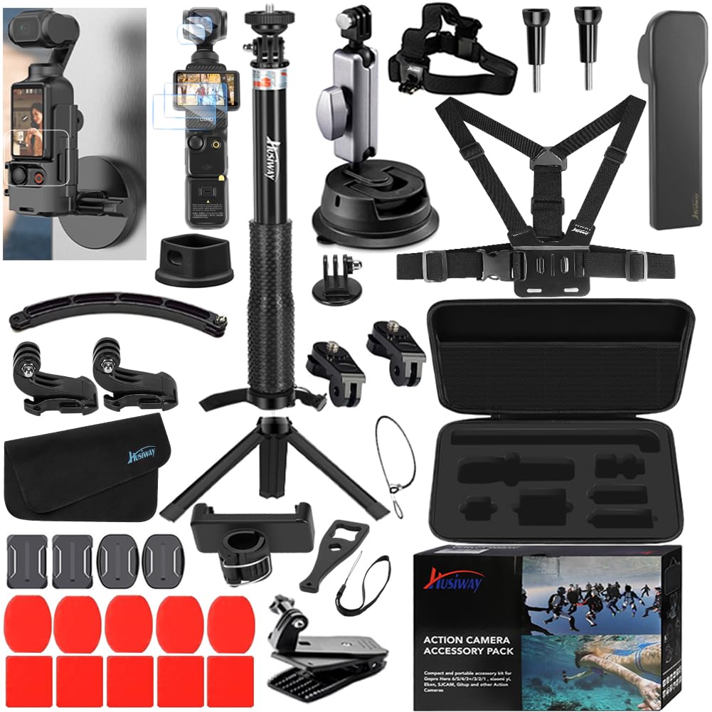 Accessories Kit for DJI Osmo Pocket 3 Creator Combo Case Magnetic Bracket Mount Selfie Stick Tripod Glass Screen Protector Suction Cup Chest Head