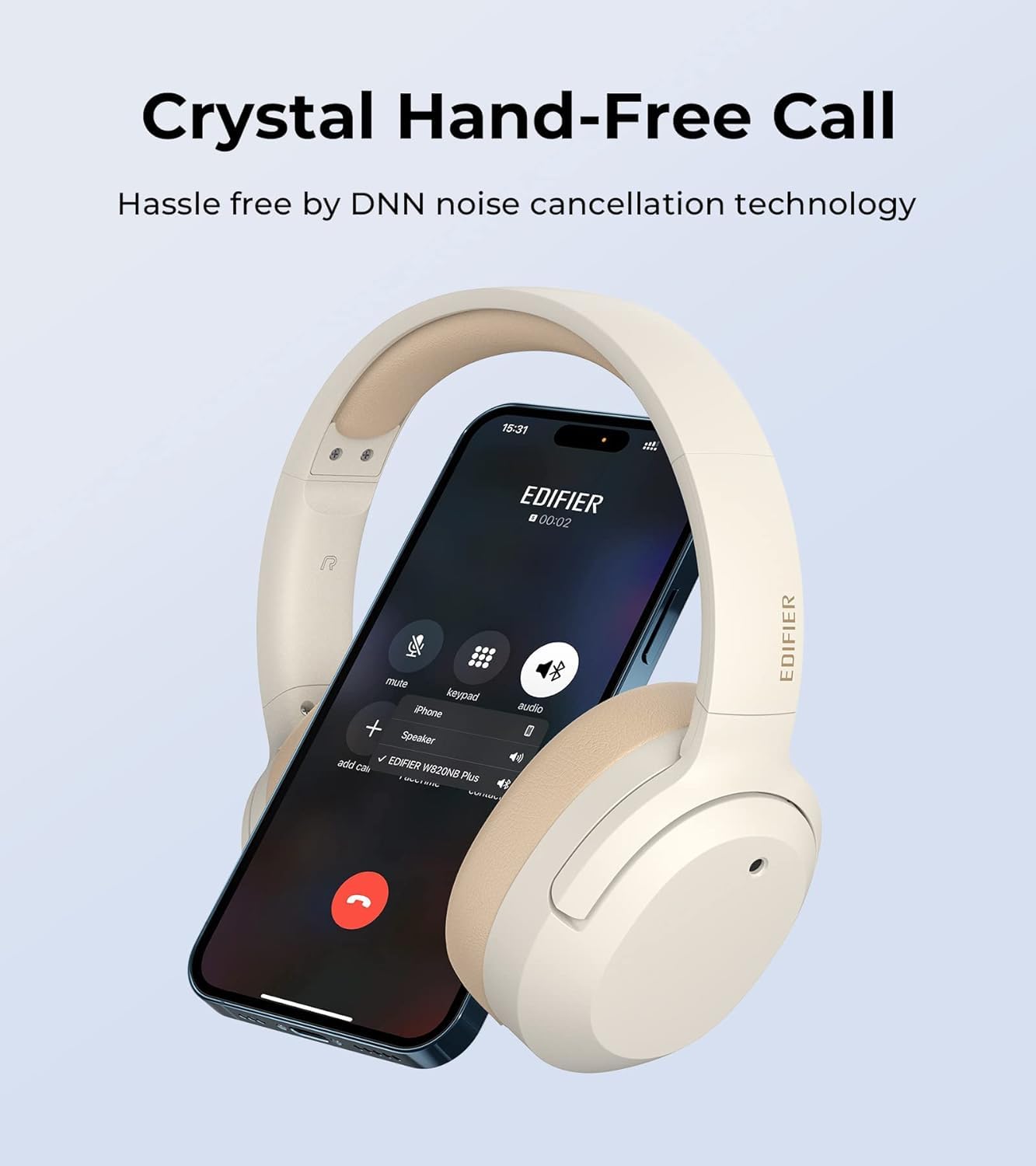 Edifier W820NB Plus Hybrid Active Noise Cancelling Headphones - LDAC Codec - Hi-Res Audio Wireless & Wired - Fast Charge - Over Ear Bluetooth V5.2