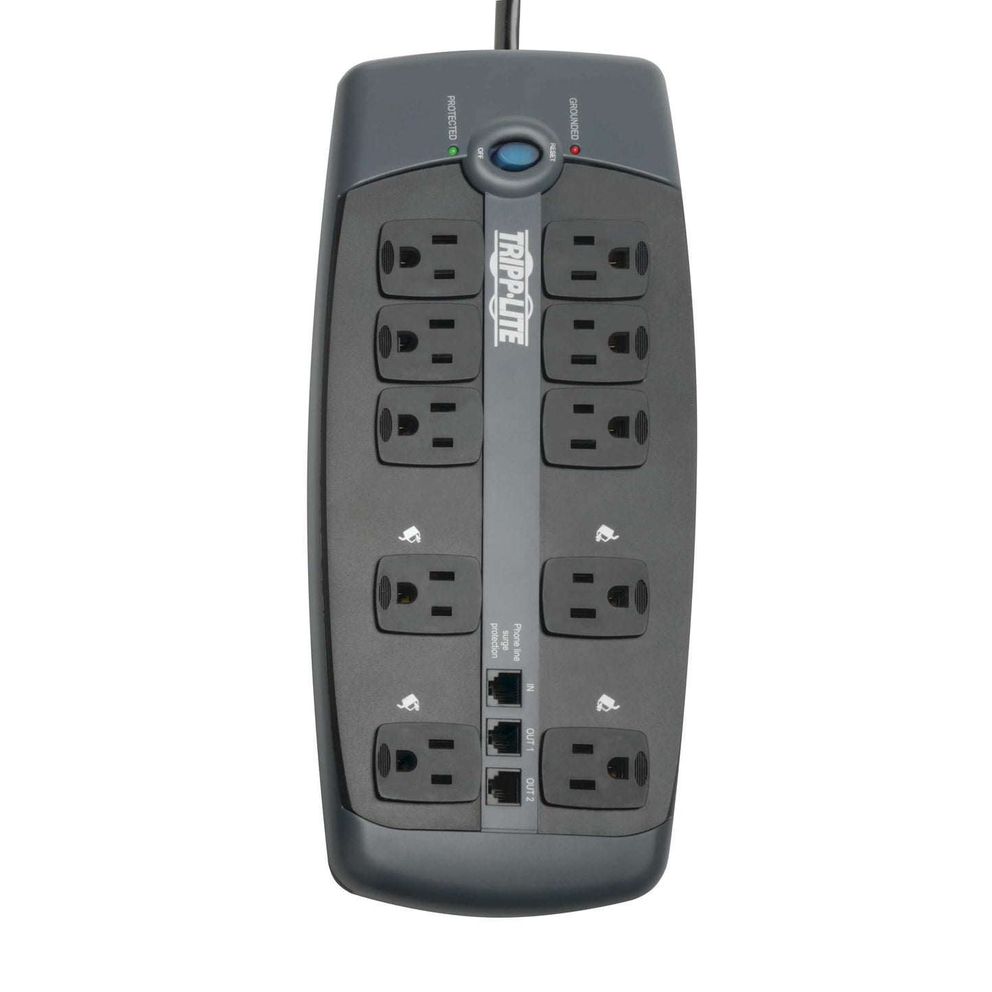 Tripp Lite TLP1008TEL 10 Outlet Surge Protector Power Strip, 8ft Cord, Tel/DSL Protection, RJ11, & Dollar 150,000 Insurance Silver