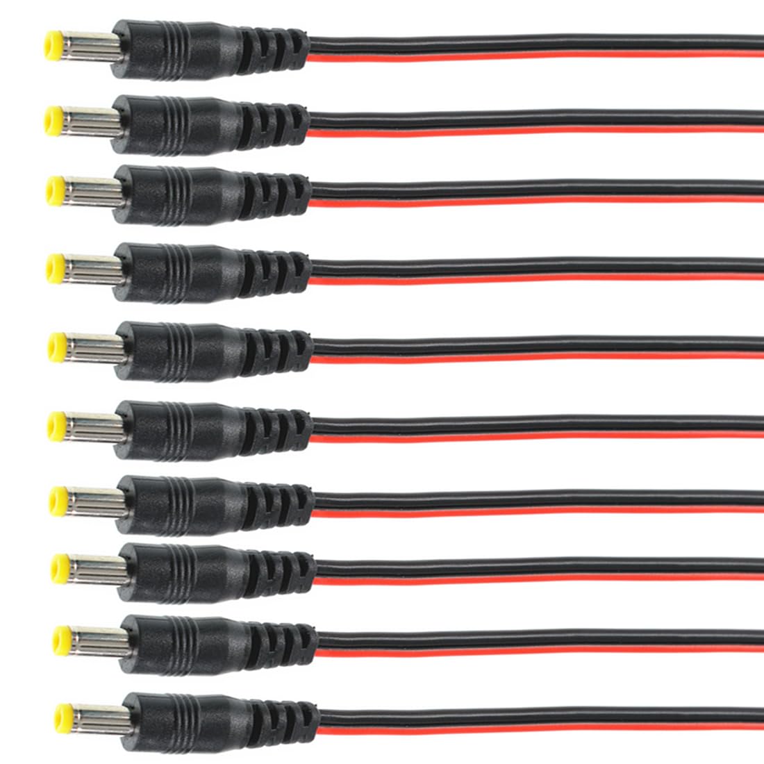 GANASOME 10pcs DC Power Pigtail Cable - 12V 5A Female Connector for CCTV Home Security Surveillance
