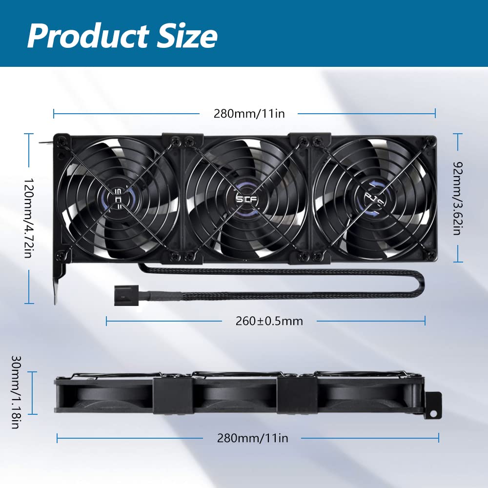SCCCF Graphics Card Cooler with Dual 90mm & 92mm PWM Fans - PCI Slot Mountable VGA/GPU Cooling System, High Airflow Quiet Cooling