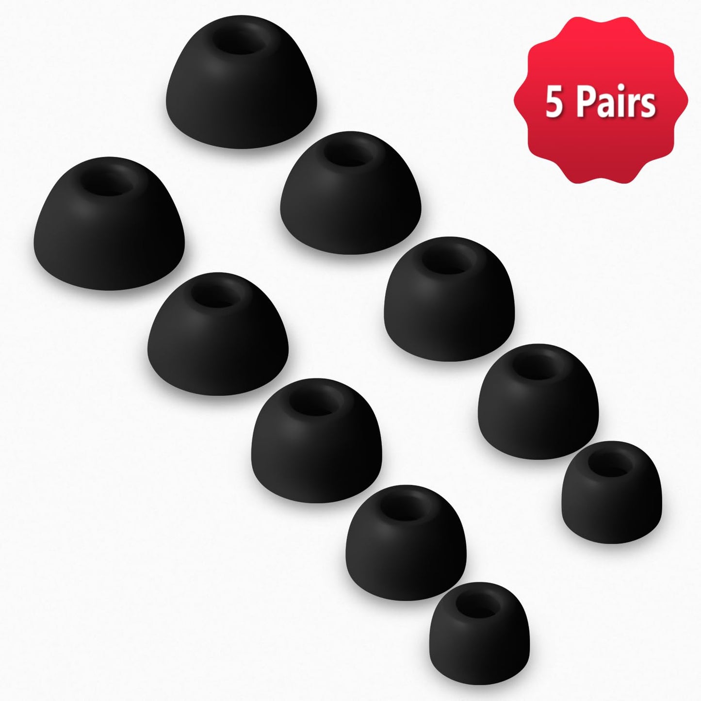 Geiomoo Silicone Ear Tips for Beats Powerbeats Pro 2, Replacement Eartips Earbuds Earpads (Black,XS/S/M/L/XL)
