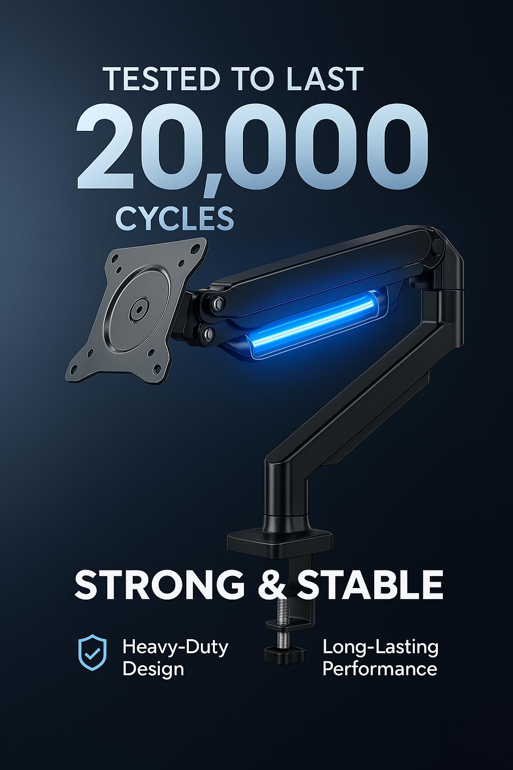ArcadeX Single Monitor Mount, 13 to 32 Inch Gas Monitor Arm, Adjustable Stand, Vesa Mount with Clamp and Grommet Base - Fits 4.4 to 22lbs LED Computer