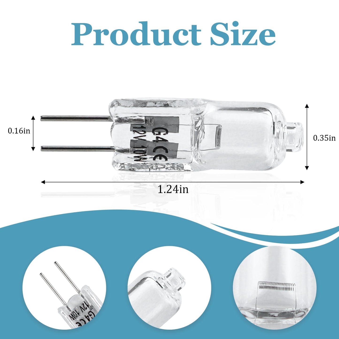 RJIALIQF G4 Bulb 12V 10W Halogen Light Bulbs 2 Pin, 14 Pack