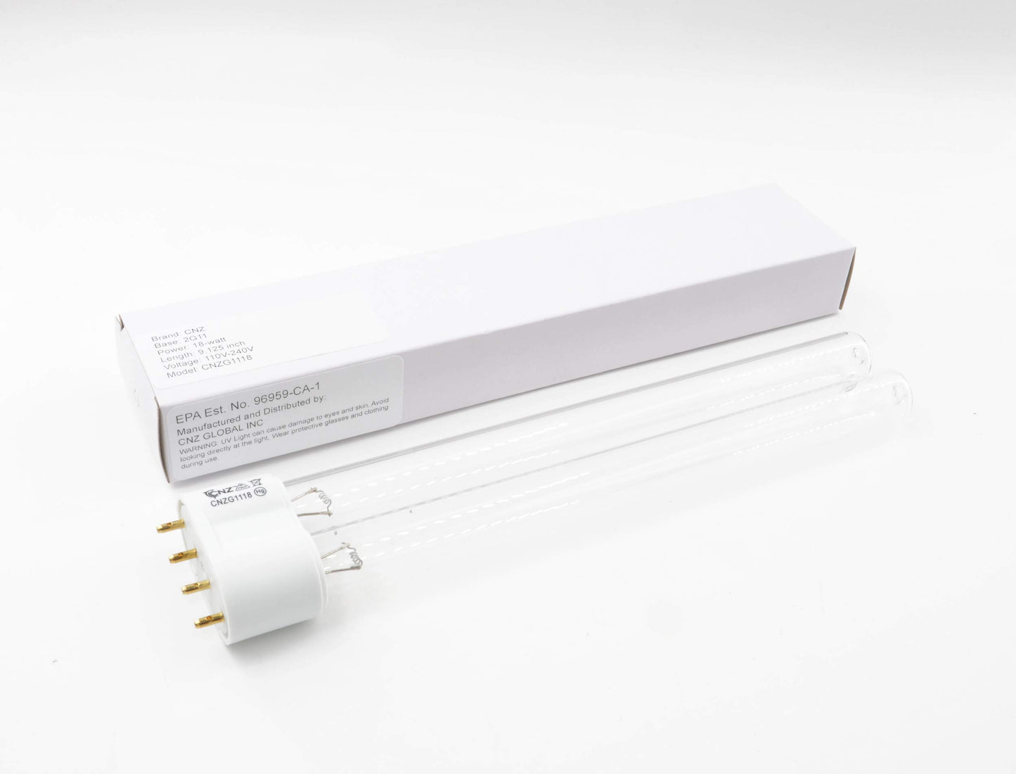 CNZ 18 Watts 2G11 Base UV-C Germicidal Ultraviolet Light Bulb Qty 2